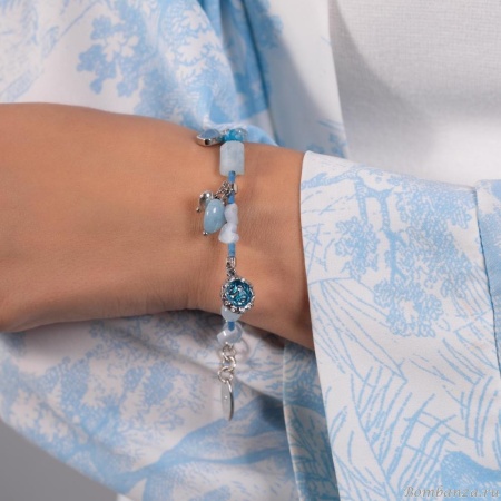 Браслет Lanzerotti, Marino, аквамарин, агат, бирюза, перламутр, LZ-25.06-175 голубой