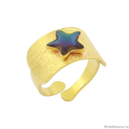 Кольцо TARATATA, Clair de lune, разъемное,со смолой и слюдяным порошком, TT-H24-04405-207 зеленый