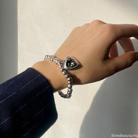 Браслет Ciclon, Genesis, стрейч, с кристаллом, CN-251109 серый