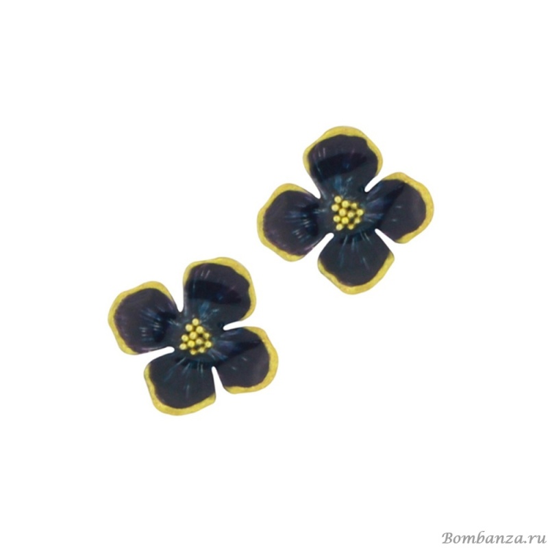 Серьги TARATATA, Hortensia, смола, золотая краска, микрошарики, TT-H25-13905-104 синий