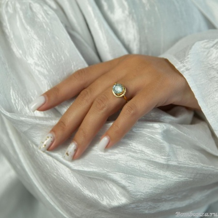 Кольцо Catherine Bijoux, Half moon, разъемное, с кристаллом, CB25.1-5355DG мятный