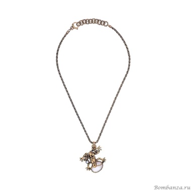 Колье Alcozer&J, кварц, жемчуг, изумруд, Swarovski, AL2502-C68MT24 золотистый