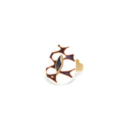 Кольцо Nature Bijoux, Bagheera, разъемное, с раковиной и агатом, NB24.1-19-25076 белый