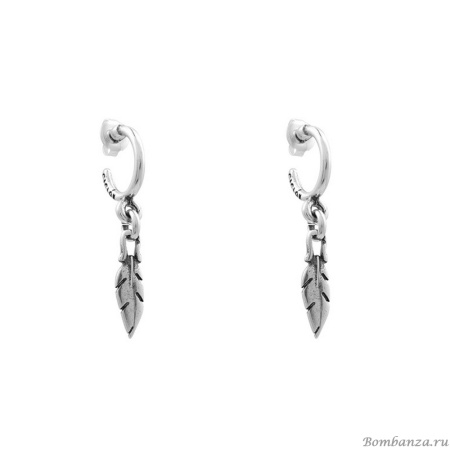 Серьги Ciclon, Aventura, полукольца с пером, металл, CN-232610 серебристый