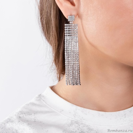 Серьги Moon Paris, Bohemia, удлиненные, с кристаллами, MB-24.05-001 серебристый