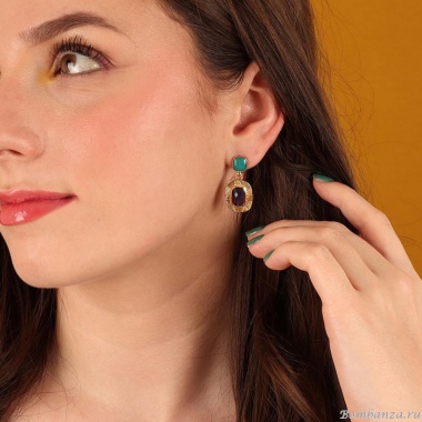 Серьги TARATATA, Joyeuse, асимметричные,с цветной смолой, бусинами, TT-H24-11917-20M золотистый Серьги TARATATA, Joyeuse, асимметричные,с цветной смолой, бусинами, TT-H24-11917-20M золотистый