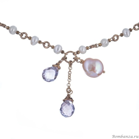 Колье Lanzerotti, Pesca, с жемчугом и кристаллами, LZ-24.05-285 золотистый