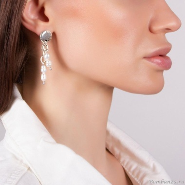 Серьги Tra-la-ra, Madre Perla, с жемчугом, TLR21-215P102 белый
