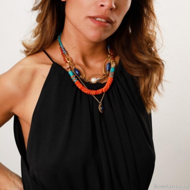 Колье Nature Bijoux, Copacabana, жемчуг,говлит,кокос, лазурит, агат,кость, NB22.2-15-42340 оранжевый