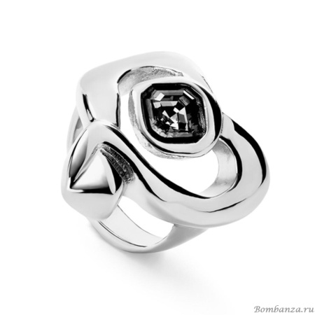 Кольцо UNOde50 Ser Expresiva с черным кристаллом, с серебром ANI0842NGRMTL12