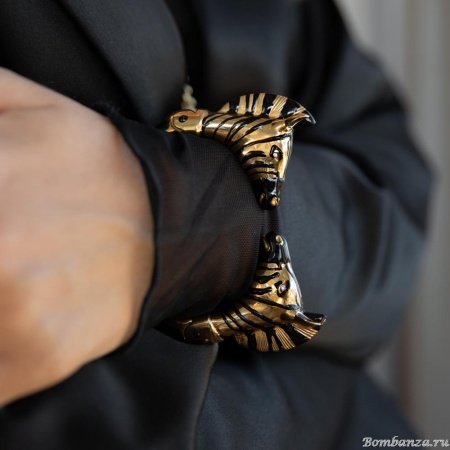 Браслет Polina Firenze, кафф, зебра с кристаллами и эмалью, PF25.2-BR4286 золотистый