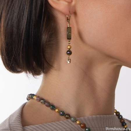 Серьги Lanzerotti, Sfarfallio, с лабрадоритом и агатом, LZ-24.01-086 золотистый