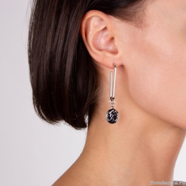 Серьги Moon Paris, Ringo, с подвеской-монетой, MR-22.03-041 серебристый Серьги Moon Paris, Ringo, с подвеской-монетой, MR-22.03-041 серебристый