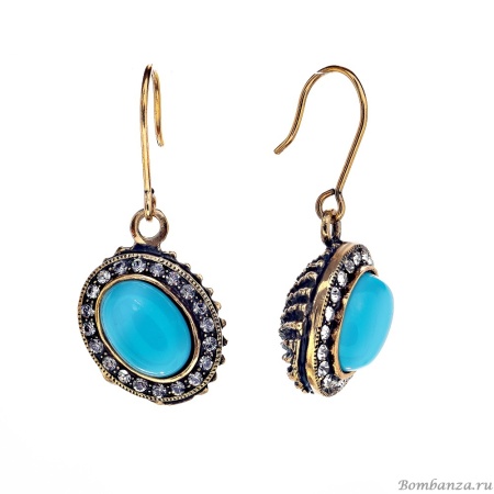 Серьги Alcozer&J, бирюза, кристаллы Swarovski, AL2406-OP5352C золотистый