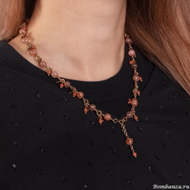 Колье Lanzerotti, Caramello, кварц, солнечник, авантюрин, гранат, LZ-24.11-530 коричневый