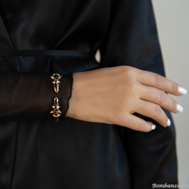 Браслет Polina Firenze, кафф, жираф с кристаллами и эмалью, PF25.2-BR4298 золотистый