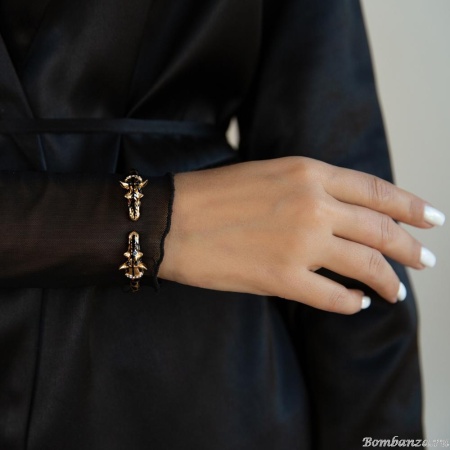 Браслет Polina Firenze, кафф, жираф с кристаллами и эмалью, PF25.2-BR4298 золотистый