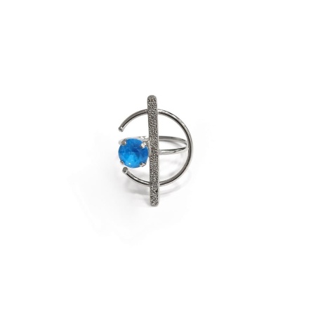 Кольцо Catherine Bijoux, Half moon, разъемное, с кристаллом, CB25.1-5356DS голубой