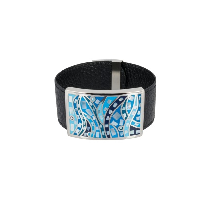Браслет Fiore Luna, на кожаном черном ремешке, CB00230-13 BL/S
