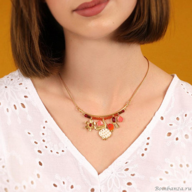 Колье TARATATA, Orient, со смолой,бусинами,краской и сердоликом, TT-E24-10117-203 красный