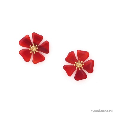 Серьги Nature Bijoux, Hibiscus, в форме цветка из рога, NB25.1-12-79979 красный Серьги Nature Bijoux, Hibiscus, в форме цветка из рога, NB25.1-12-79979 красный