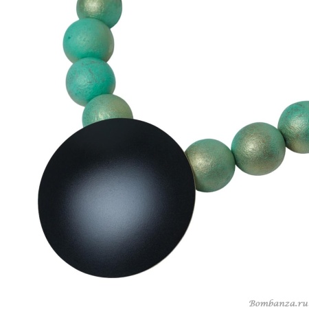 Колье Katerina Vassou, Marigold, с деревянными бусинами, подвеской-диском, KV24.1-308937GBLACK черный