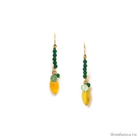 Серьги Nature Bijoux, Agate verde, с агатом, жадом и авантюрином, NB23.2-12-79063 зеленый
