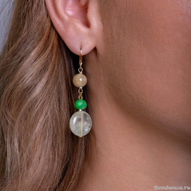 Серьги Lanzerotti, Ispirazione, пренит, гипсан, кристалл, гематит, LZ-24.10-470 мятный Серьги Lanzerotti, Ispirazione, пренит, гипсан, кристалл, гематит, LZ-24.10-470 мятный