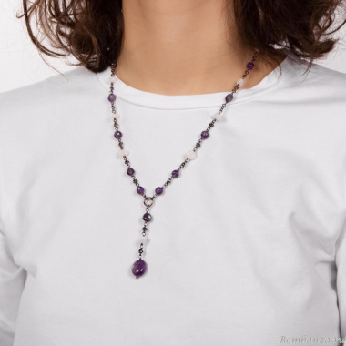 Колье Lanzerotti, Glicine, с аметистом и лунным камнем, LZ-24.04-219 фиолетовый