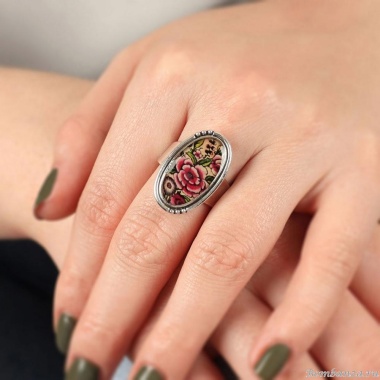 Кольцо TARATATA, Living room, разъемное, с цветной смолой и блестками, TT-H24-05416-105 розовый