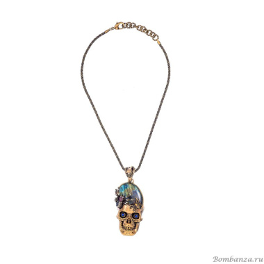 Колье Alcozer&J, лабрадорит, агат,  жемчуг, рубин, сапфир, AL2502-C228AG24 золотистый