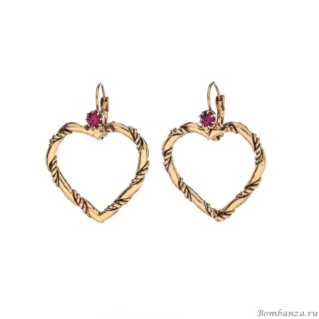 Серьги Celeste G, с сердцем и кристаллом Swarovski, CS25.1-2045 красный