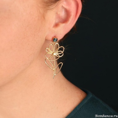 Серьги TARATATA, Esquisse, асимметрия, смола, слюдяной порошок, TT-H25-02909-204 золотистый