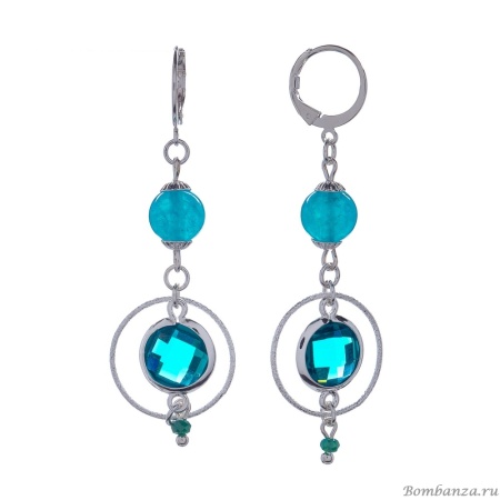 Серьги Lanzerotti, Atlantide, с амазонитом и кристаллами, LZ-23.03-095 бирюзовый