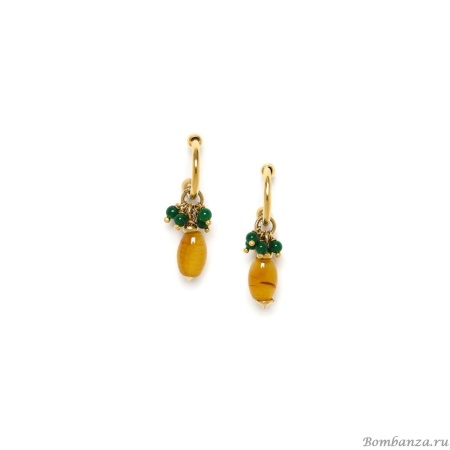 Серьги Nature Bijoux, Agate verde, полукольца, с агатом и авантюрином, NB23.2-12-79062 зеленый