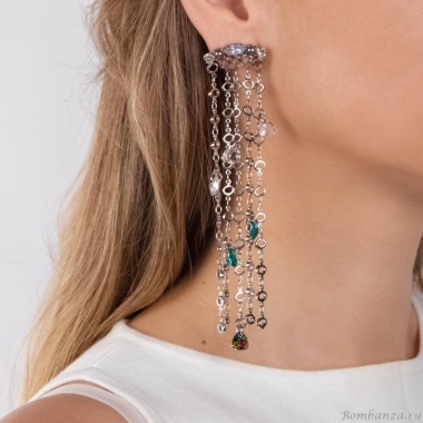Серьги Crezus, Gallica, с кристаллами, CZ24-24E41 бирюзовый Серьги Crezus, Gallica, с кристаллами, CZ24-24E41 бирюзовый