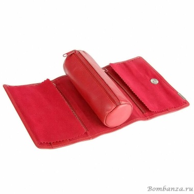 Кожаный футляр для украшений в подарочной упаковке, красный