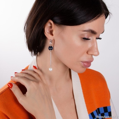 Серьги Nuance, с кристаллом и жемчугом, NFN-23.03-013 серебристый