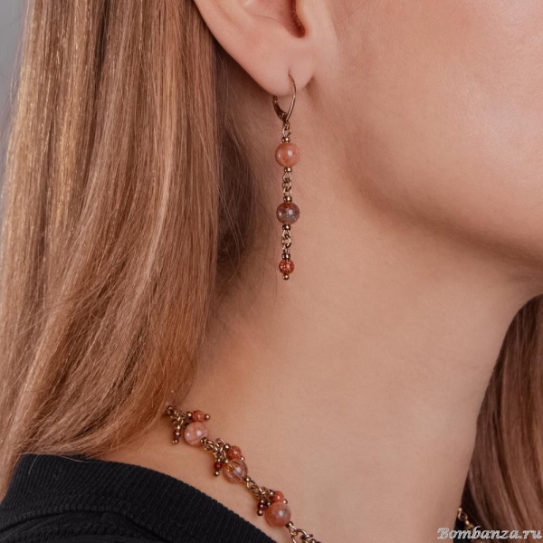 Серьги Lanzerotti, Caramello, кварц, солнечник, авантюрин, LZ-24.11-532 коричневый