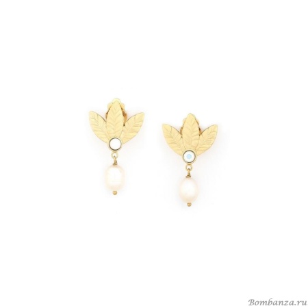 Клипсы Franck Herval, Merry, с кристаллом Swarovski и жемчугом, FH24.2-11-68953 золотистый