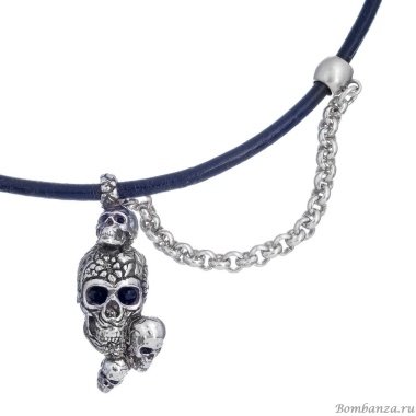 Колье Tra-la-ra, Tatoo, с подвеской-черепами и кристаллами, TLR24-522P204 черный