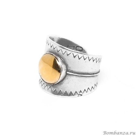 Кольцо Ori Tao, Makeba, разъемное, серебристое с золотистой вставкой, OT-19-29110