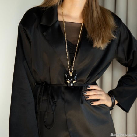 Колье Polina Firenze, пантера с эмалью и кристаллами, PF25.2-PE3752 черный