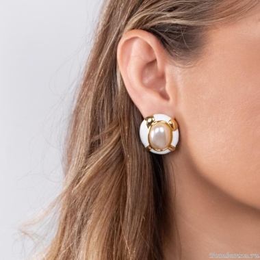 Серьги Moon Paris, с жемчужной вставкой, Mo-Y24.06-006 белый