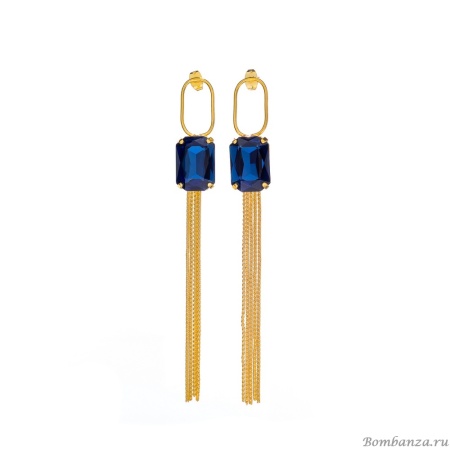 Серьги Catherine Bijoux, Crystal diva, с кристаллом и цепями, CB25.1-5279FG синий