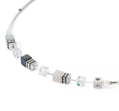 Колье Coeur de Lion, GeoCUBE® Fusion Precious Pearl Mix, Grey-Silver, 1122/10-1217 Колье Coeur de Lion, GeoCUBE® Fusion Precious Pearl Mix, Grey-Silver, 1122/10-1217
