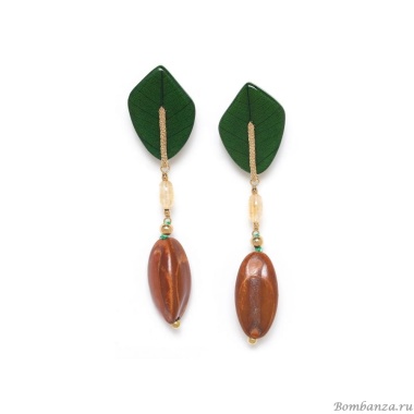 Клипсы Nature Bijoux, Kirindy, семя экзотического растения, цитрин, NB24.2-11-79542 зеленый