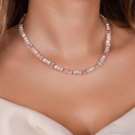 Колье Lanzerotti, Pesca, авантюрин, кварц, кристаллы, гематит, LZ-24.05-250 розовый