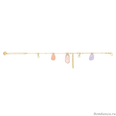 Браслет Franck Herval, Aurore, ракушки Capiz в смоле,кристалл Swarovski, FH24.2-13-72783 золотистый