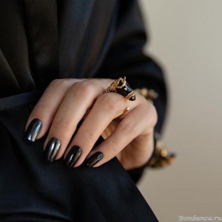 Кольцо Polina Firenze, незамкнутое, лошадь, кристаллы и эмаль, PF25.2-AN2493 черный